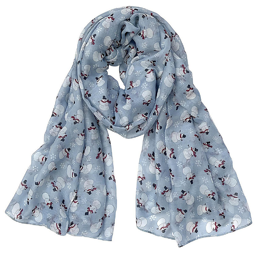 Wrapables Lightweight Winter Christmas Holiday Long Scarf, Snowmen & Snowflakes Image