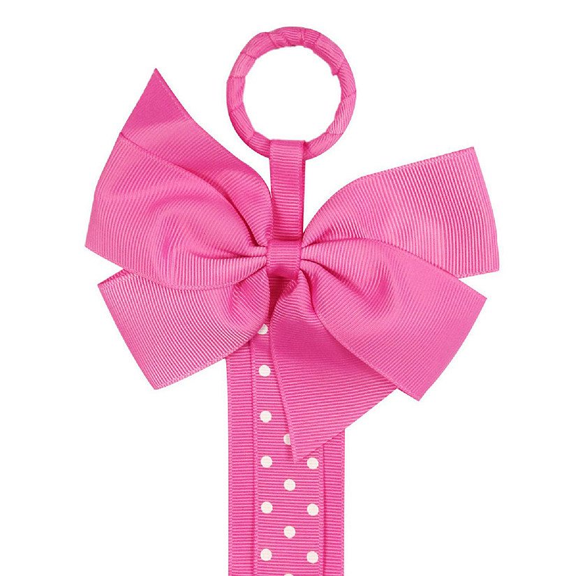 Wrapables Long Ribbon Hair Clip & Hair Bow Holder - Hot Pink Polka Dots Image