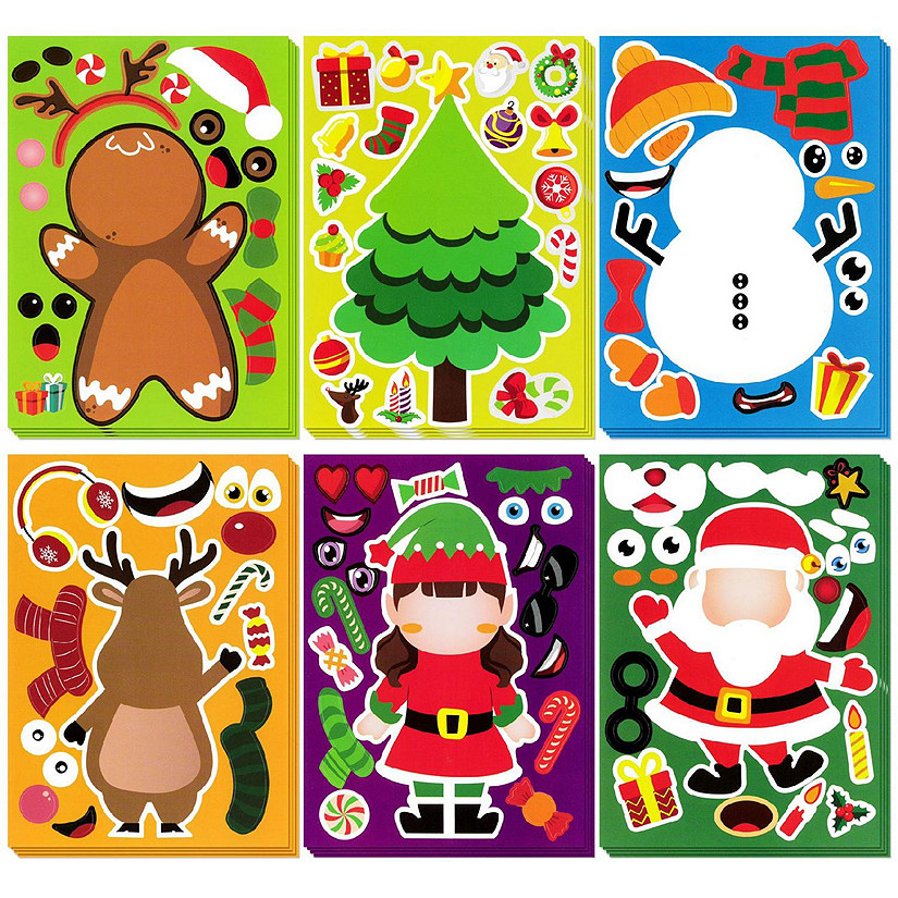 Christmas Make-a-face DIY Stickers (36 sheets) - ivory & birch