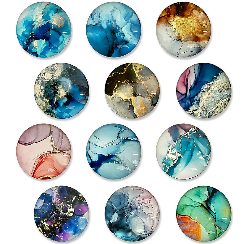 Wrapables Marble Rock Crystal Glass Magnets, Refrigerator Magnets (Set of 12) Image