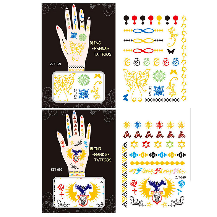 Wrapables Metallic Body Art Hand Tattoos, Carefree and Rebel Image
