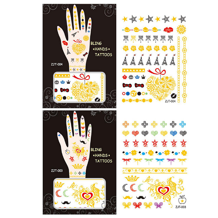 Wrapables Metallic Body Art Hand Tattoos, Romantic Image