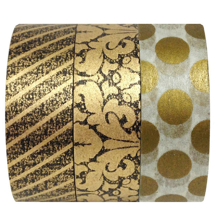 Wrapables Midas Touch 10M x 15mm Washi Masking Tape (set of 3) Image