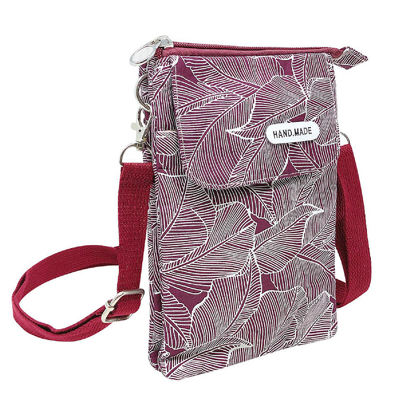 Wrapables Mini Crossbody Cell Phone Bag, Front Flap / Wine Leaves Image