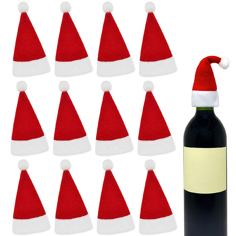 Wrapables Mini Santa Hat Silverware Holders, Wine Hats 12pc Image