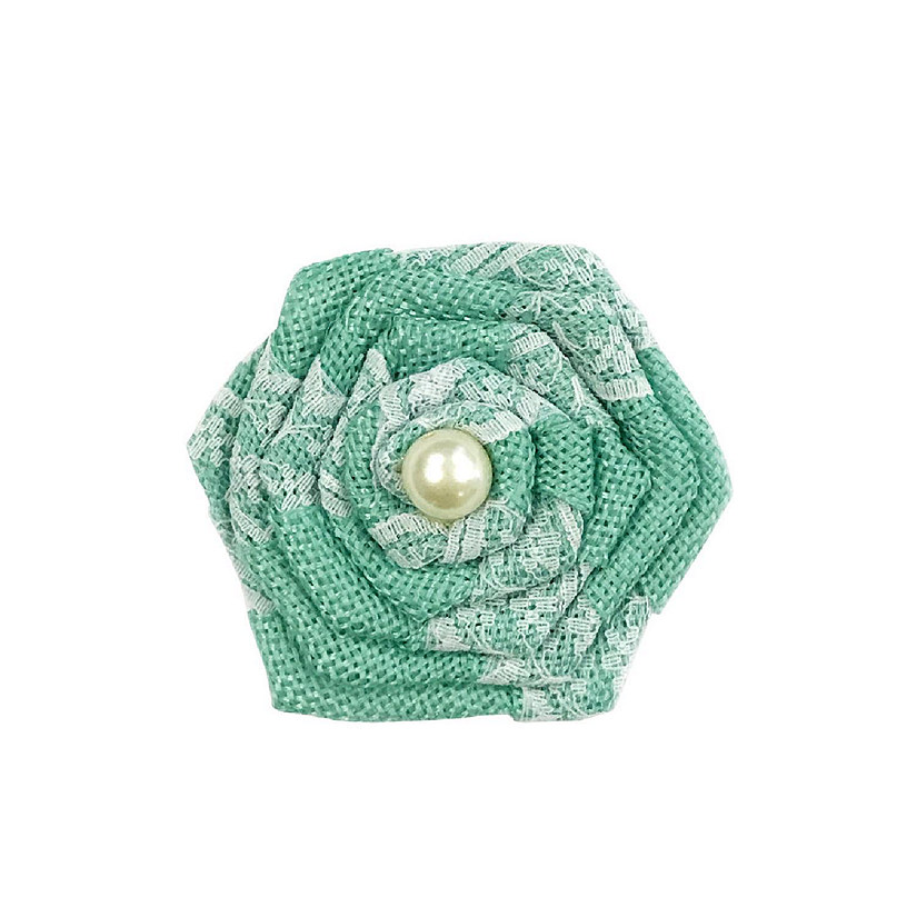 Wrapables Mint Burlap Lace Rosette 3 Inch Diameter (Set of 12) Image