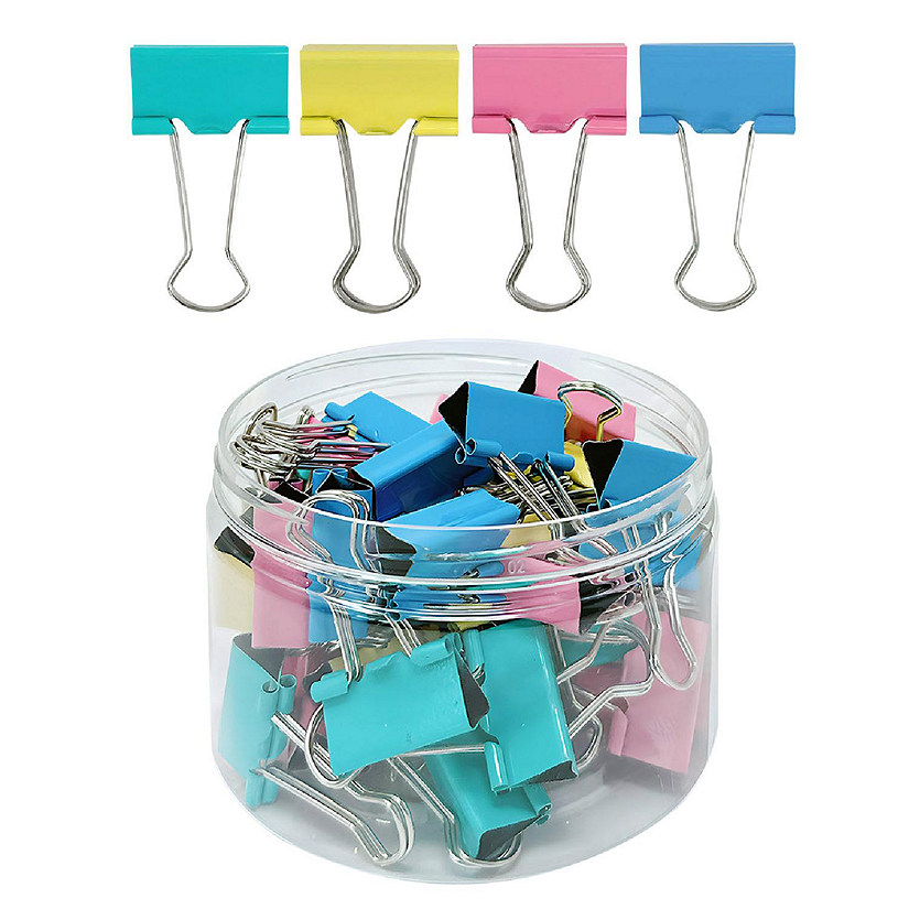 Wrapables Multicolor Medium Binder Clips, Paper Clamps, Paper Clips, (Set of 48) Image