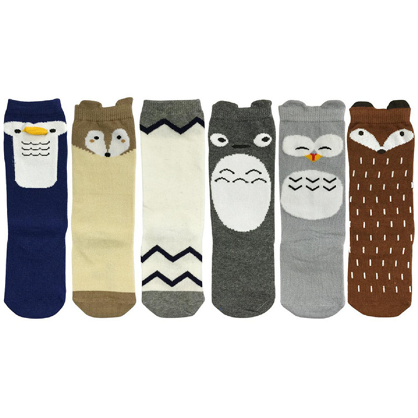 Wrapables My Best Buddy Animal Socks for Toddler Baby Kid (Set of 6), Arctic Buddies (4-6) Image