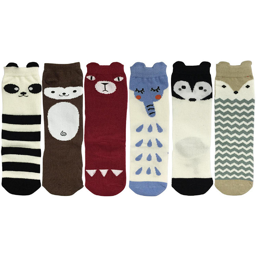 Wrapables My Best Buddy Animal Socks for Toddler Baby Kid (Set of 6), Forest Friends (4-6) Image