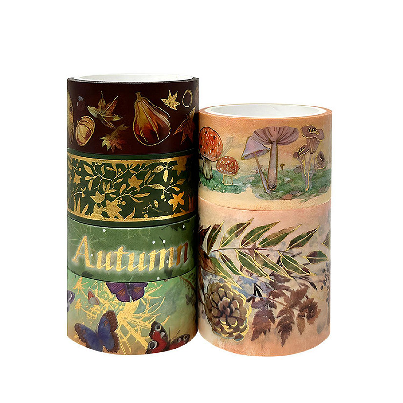 Wrapables Nature Metallic Foil Washi Tape Set (6 Rolls), Hello Autumn Image