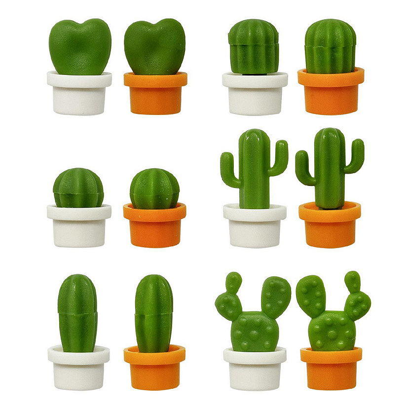 Wrapables Novelty Refrigerator Magnets for Kitchen, Whiteboards, Cabinets, and Lockers (Set of 12), Mini Cactus Image