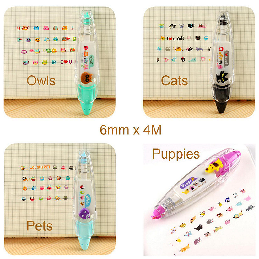 Wrapables Novelty Sticker Machine Pens, Decorative DIY Stationery Supplies for Home Office School, Cartoon Animals Image