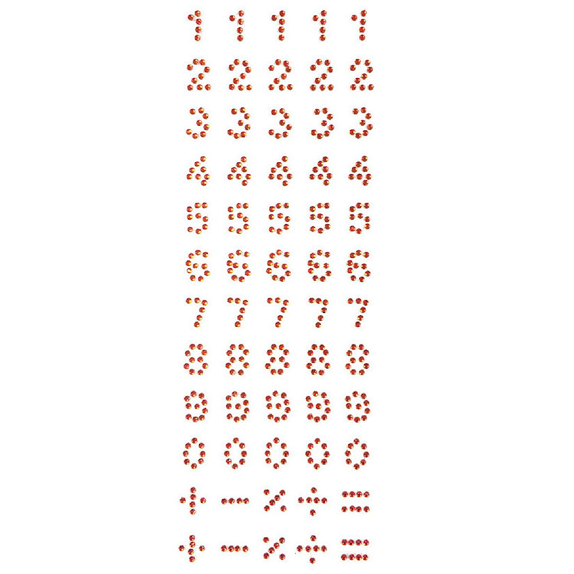 Wrapables Numbers Adhesive Rhinestones, Red Image