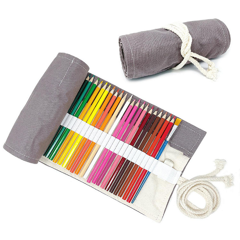 Wrapables Pencil Roll Organizer, Colored Pencil Wrap Pouch (72 slots), Gray Image