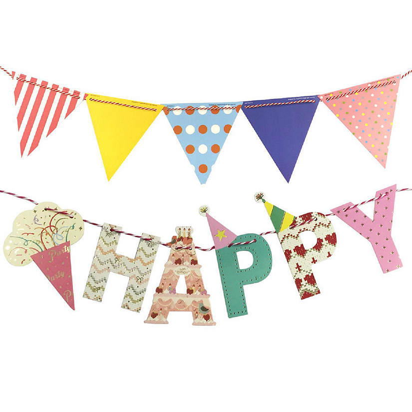Wrapables Pennant Flag and Happy Birthday Banners, Childrens Party Decorations, Birthday Parties, Baby Showers Image