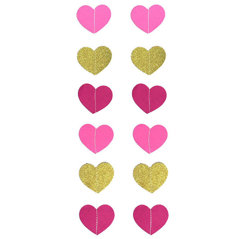 Wrapables Pink, Gold Glitter, Magenta Heart Paper Garland Hanging D&#233;cor, 26Ft, Set of 2 Image