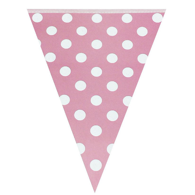 Wrapables Pink Polka Dots Triangle Pennant Banner Party Decorations Image