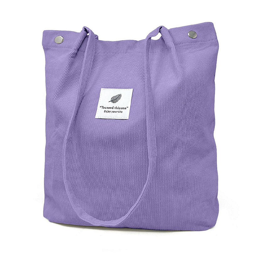 Wrapables Purple Corduroy Tote Bag, Casual Everyday Shoulder Handbag Image
