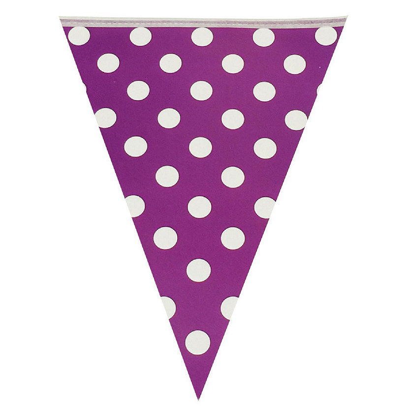 Wrapables Purple Polka Dots Triangle Pennant Banner Party Decorations Image
