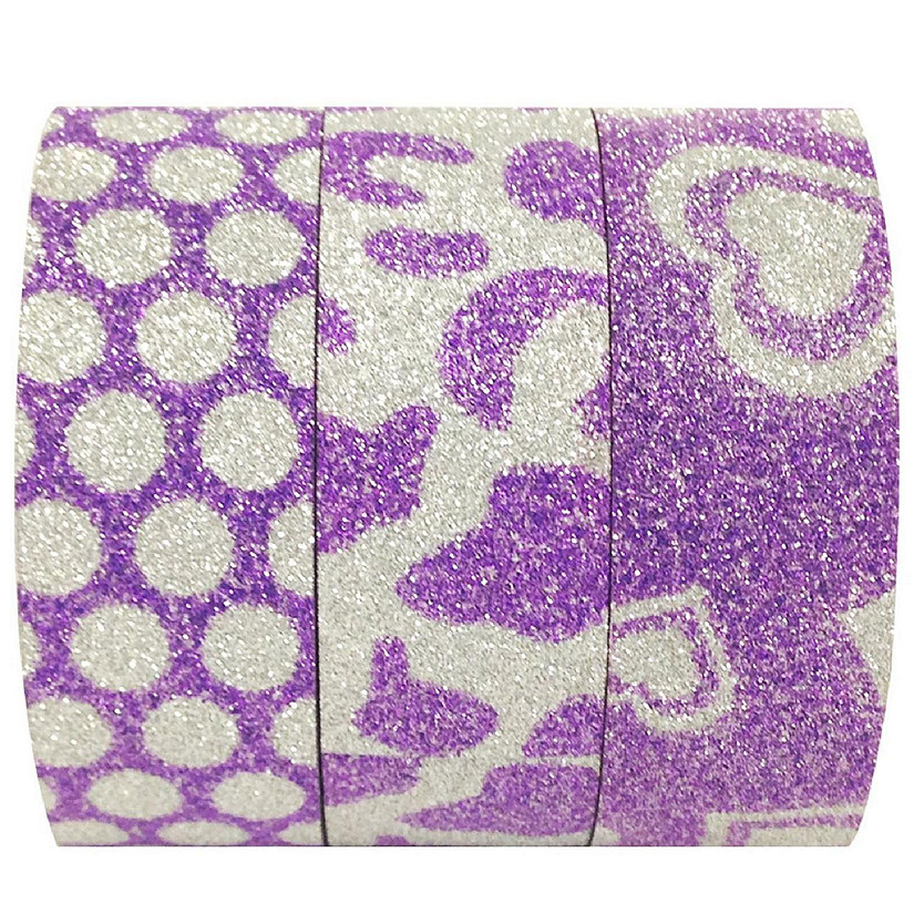 Wrapables Purple Power 5M x 15mm Washi Masking Tape (set of 3) Image