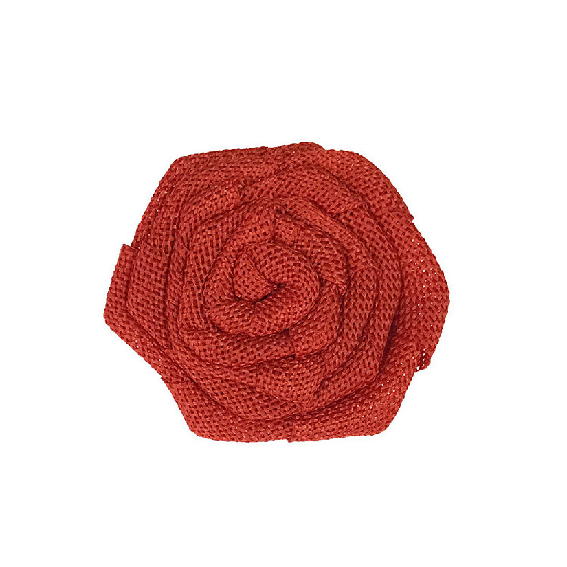 Wrapables Red Burlap Rosette Rustic Embellishment 3 Inch Diameter (Set of 12) Image