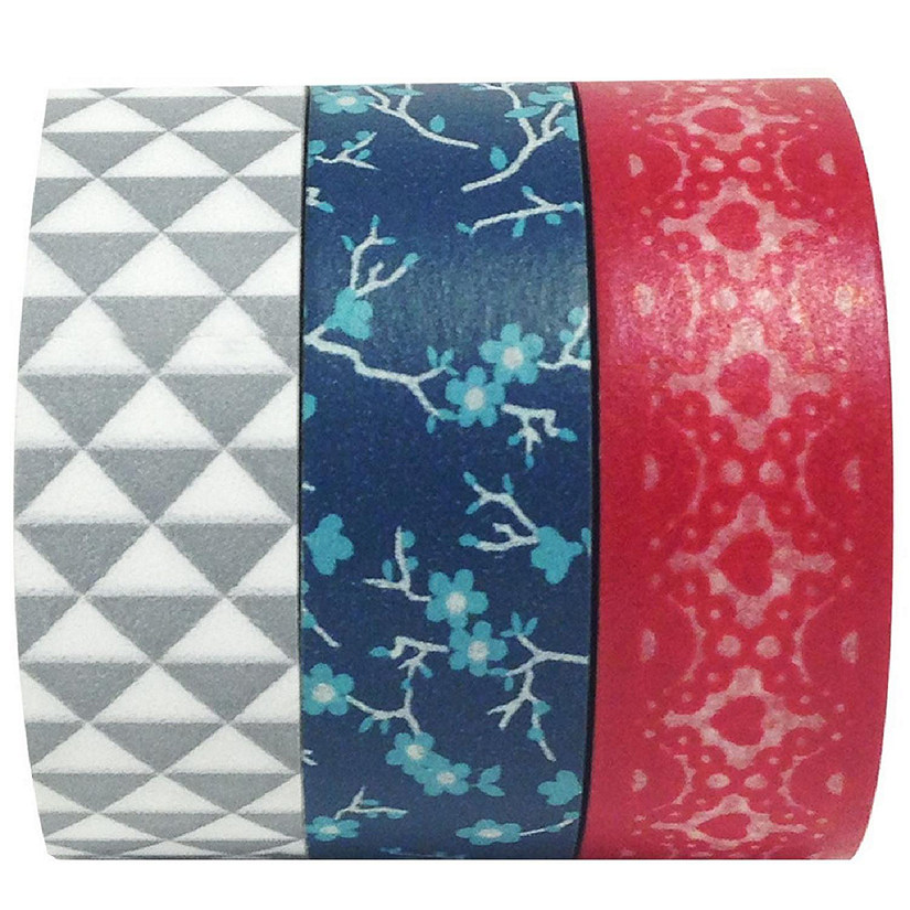 Wrapables Red White and Blue 10M x 15mm Washi Masking Tape (set of 3) Image