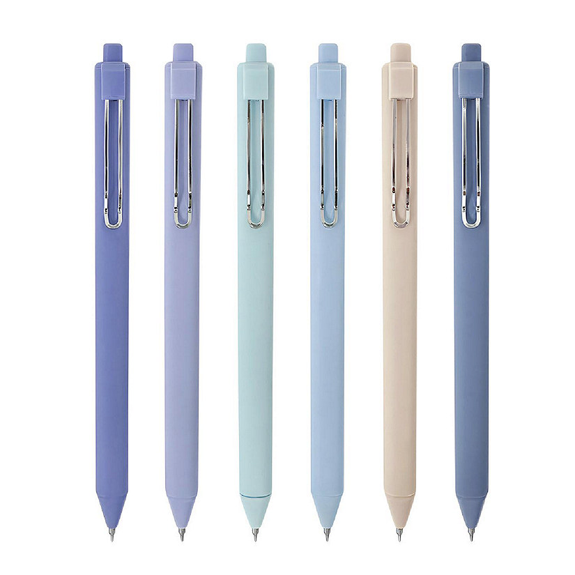 Wrapables Retractable Black Ink Gel Pens, 0.5mm Fine Point (Set of 6), Blue Image