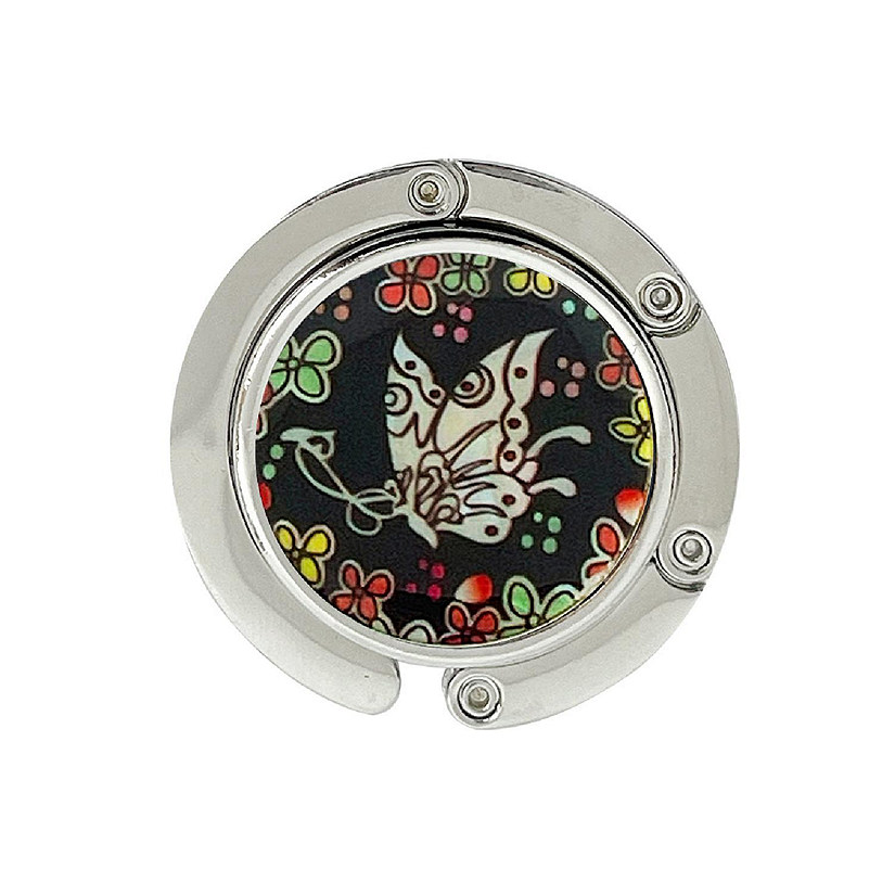 Wrapables Scenic Purse Hook Hanger, Foldable Handbag Table Hanger, Deco Butterfly Image