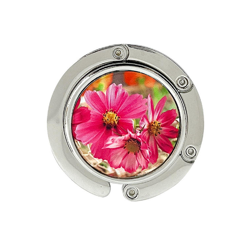 Wrapables Scenic Purse Hook Hanger, Foldable Handbag Table Hanger, Pink Daisies Image