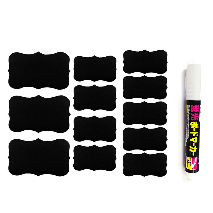 Wrapables Set of 24 Chalkboard Labels in Various Sizes, Fancy Rectangle Image