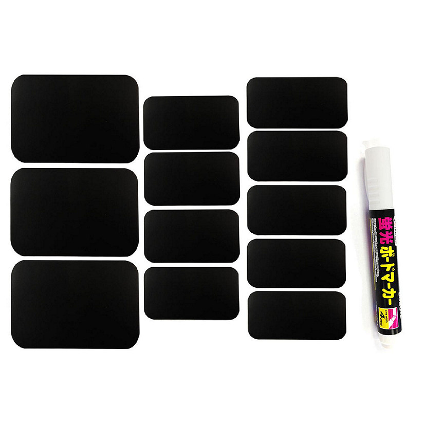 Wrapables Set of 32 Chalkboard Labels in Various Sizes With Chalk Marker, Rectangle Image
