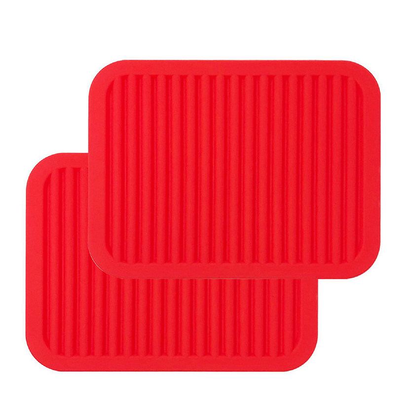 Wrapables Silicone Trivet, Multi-use Durable Flexible Non-Slip Insulated Silicone Mat (Set of 2), Red Image