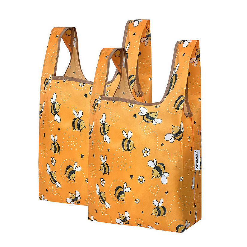 Wrapables Small JoliBag Nylon Reusable Grocery Bag, 2 Pack, Bumblebee Image