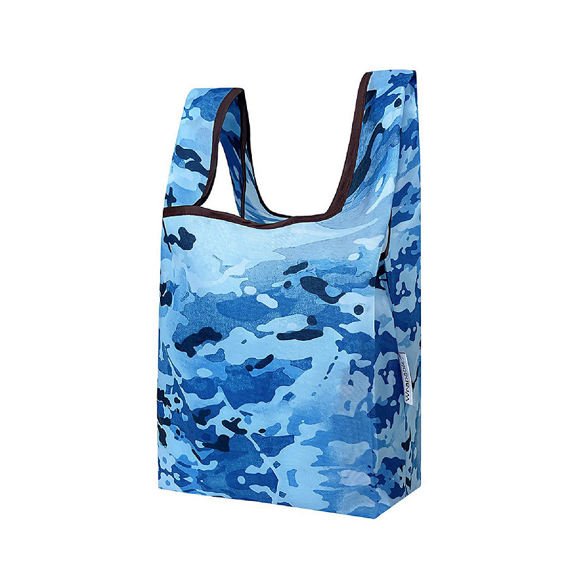 Wrapables Small JoliBag Nylon Reusable Grocery Bag, Camouflage Blue Image