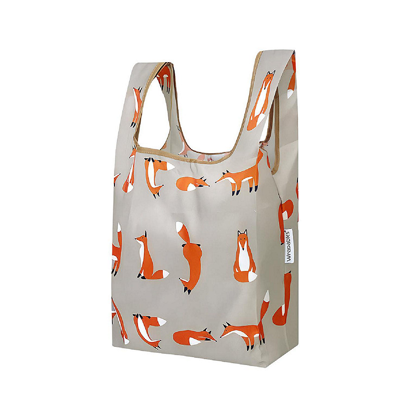 Wrapables Small JoliBag Nylon Reusable Grocery Bag, Foxes 1 Image