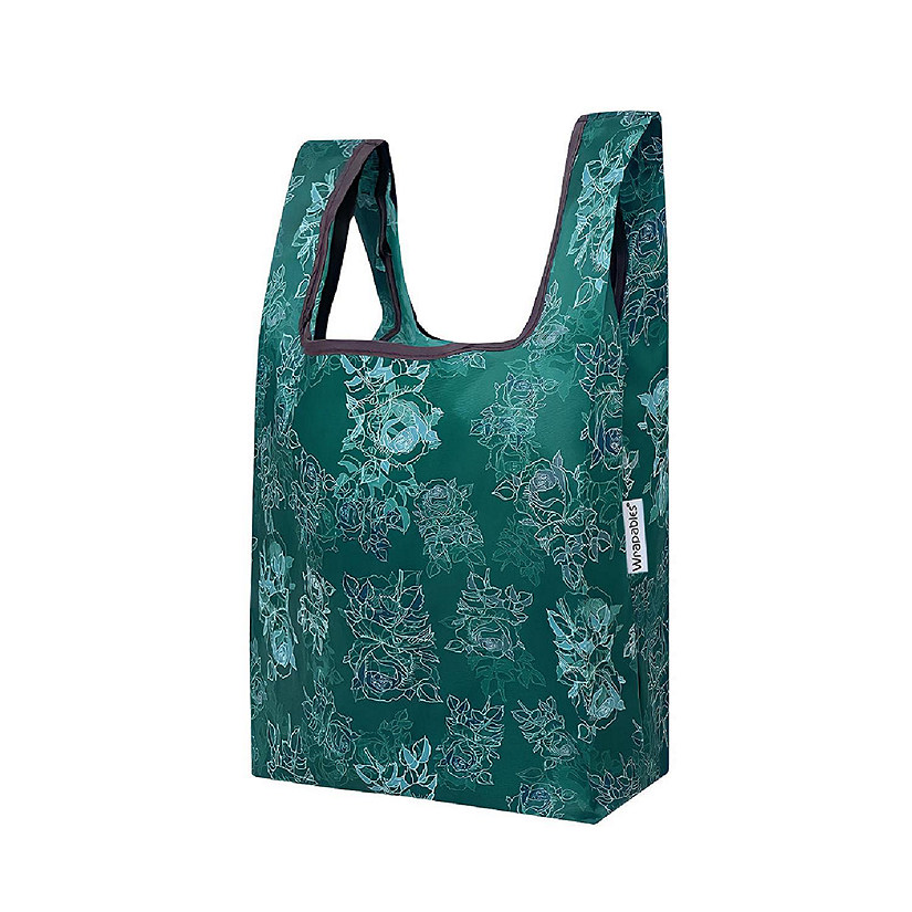 Wrapables Small JoliBag Nylon Reusable Grocery Bag, Green Rose Image