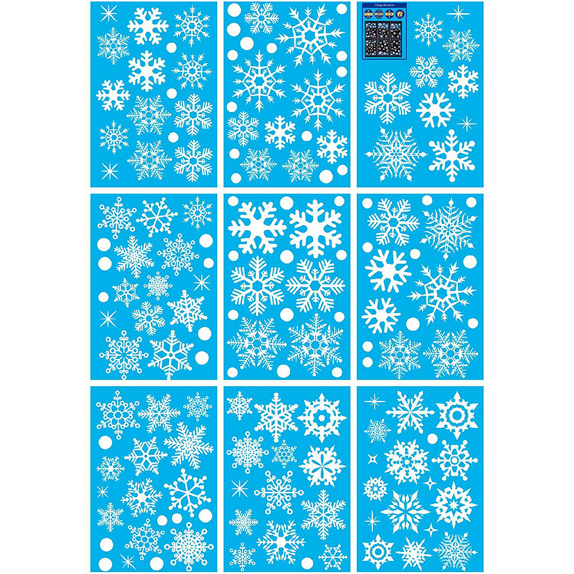 Wrapables Snowflake Christmas Winter Window Decal Stickers, 9Pc Starry