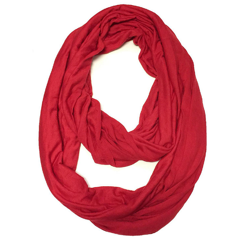 Wrapables Soft Jersey Knit Infinity Scarf, Red Image