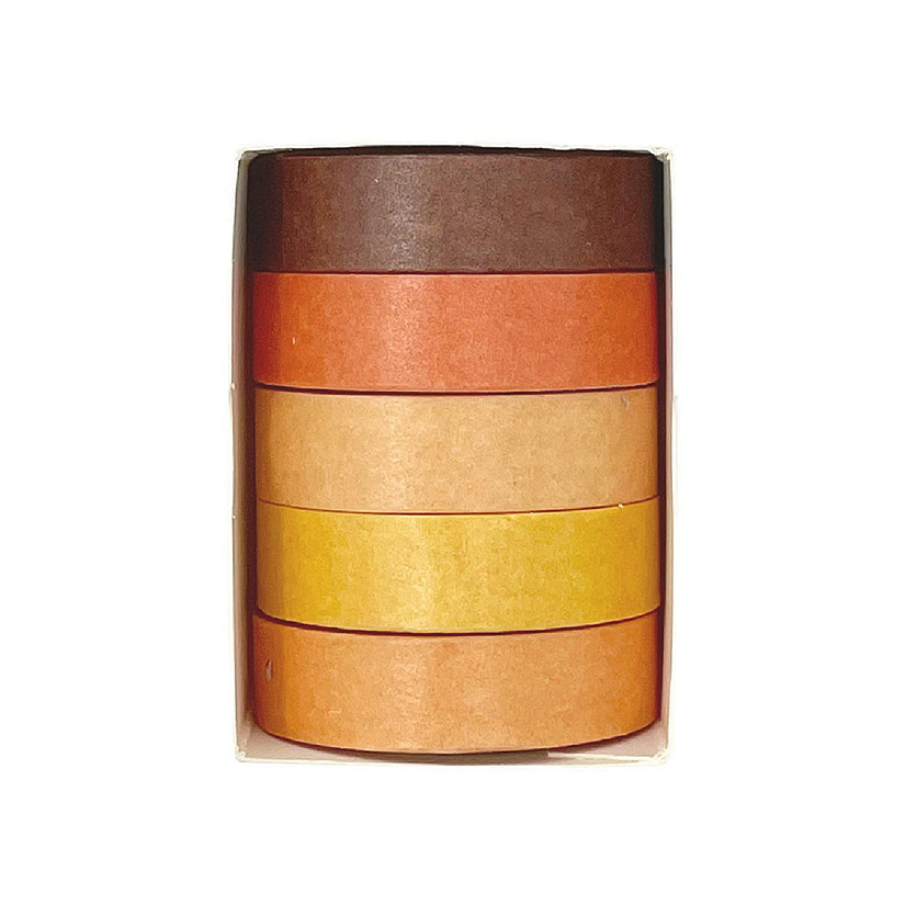 Wrapables Solid Color 10mm x 5M Washi Tape (Set of 5), Orange Image