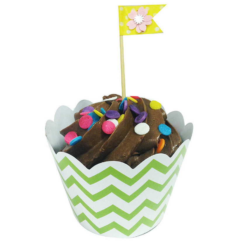 Wrapables Standard Size Chevron Cupcake Wrappers (Set Of 60), Green