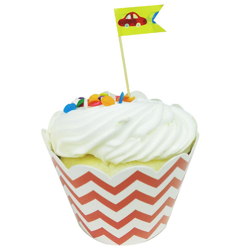Wrapables Standard Size Chevron Cupcake Wrappers (Set Of 60), Orange