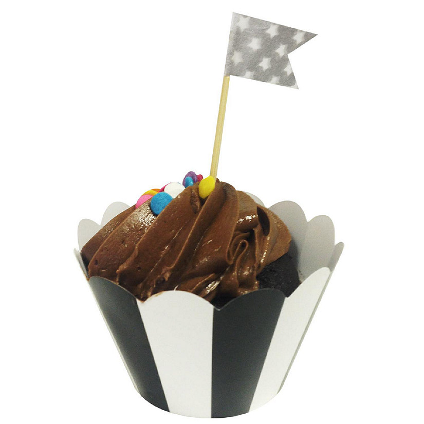 Wrapables Standard Size Striped Cupcake Wrappers (Set Of 20), Black