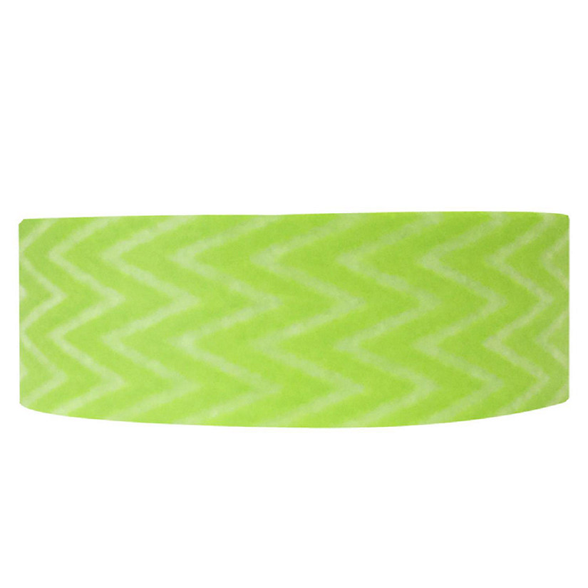 Wrapables Striped Washi Masking Tape, Lime Green ZigZag Image