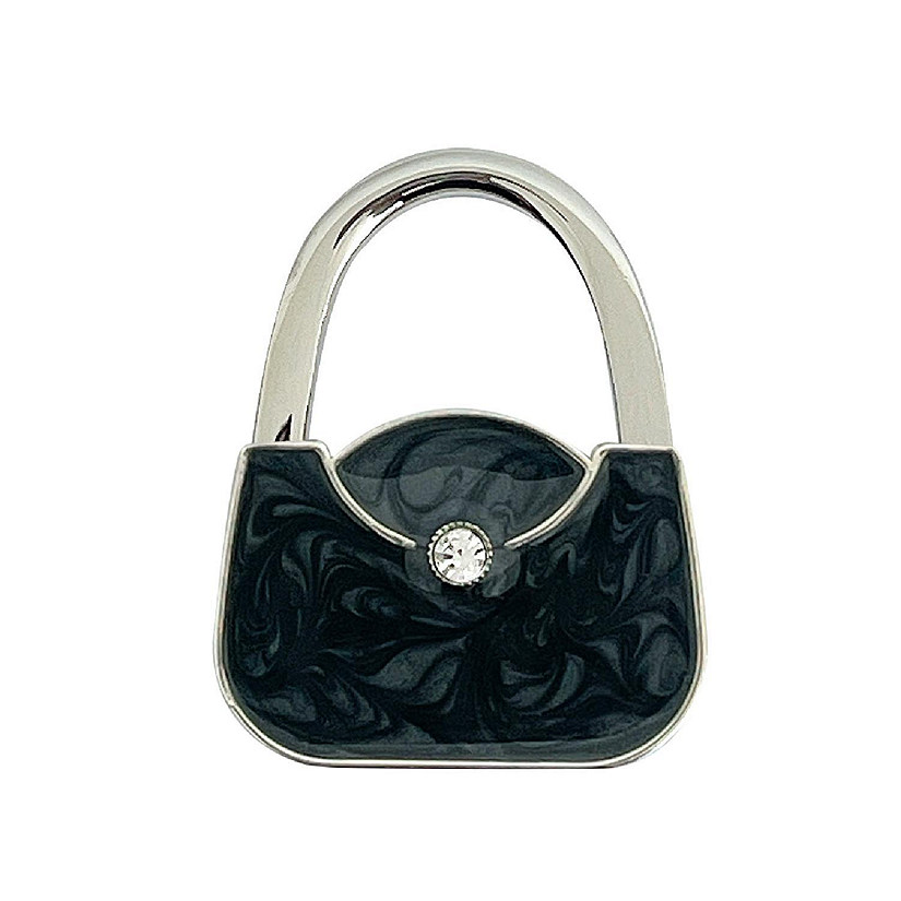 Wrapables Stylish Purse Hook Hanger, Foldable Handbag Table Hanger, Black Baguette Image