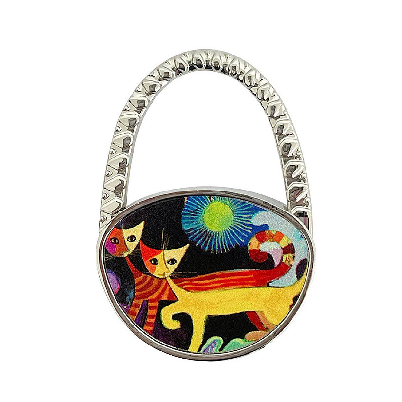 Wrapables Stylish Purse Hook Hanger, Foldable Handbag Table Hanger, Cats Playing Image