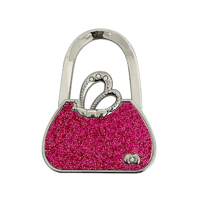Wrapables Stylish Purse Hook Hanger, Foldable Handbag Table Hanger, Pink Handbag Image