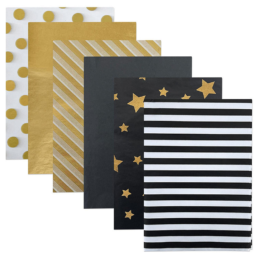 Wrapables Tissue Paper 20 x 28 Inch for Gift Wrapping, Arts & Crafts, Paper Flowers, Garlands, Tassels (60 Sheets), Black & Gold Image