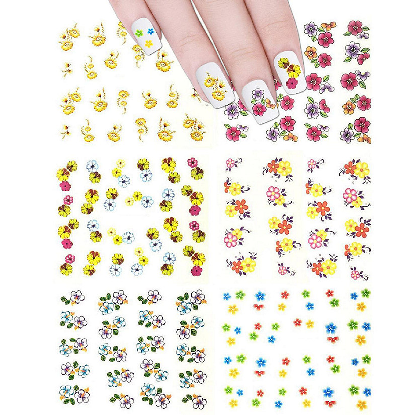Wrapables Tropical Flowers Water Slide Nail Art Decals Water Transfer Nail Decals (132 Nail Decals) Image