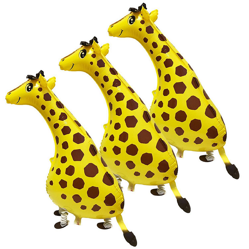 Wrapables Walking Animal Pet Balloon (Set of 3), Giraffe Image