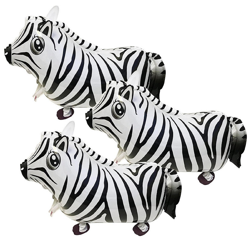 Wrapables Walking Animal Pet Balloon (Set of 3), Zebra Image